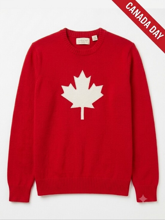 Original Weatherproof Vintage Sweaters - Red Maple Leaf 100% Cotton Women's Crewneck Sweater NWT Size Medium Canada Day